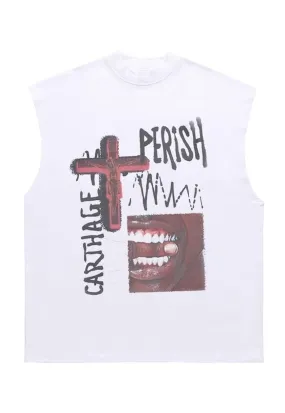 Abstract sleeveless t-shirt raver tank top retro surfer vest