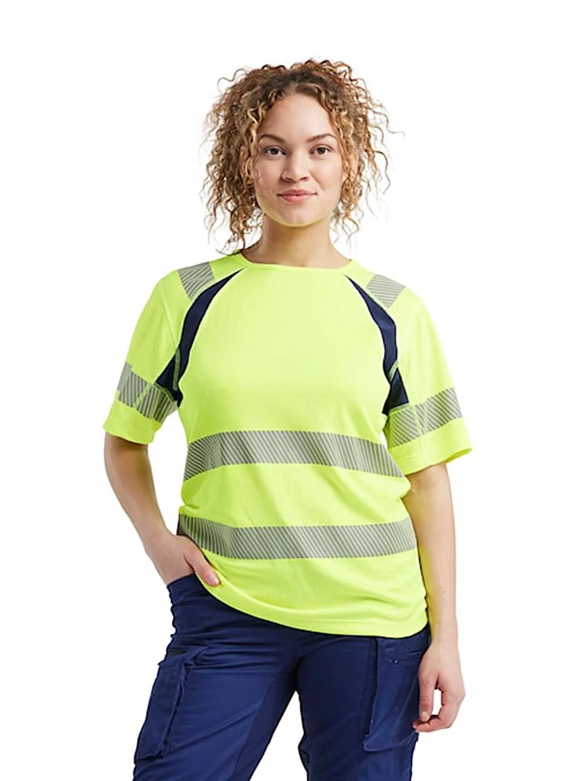 Bl&#xE5;kl&#xE4;der&#x20;Work&#x20;T-Shirt&#x20;High&#x20;Vis&#x20;Women&#x20;3503&#x20;Yellow&#x20;Navy