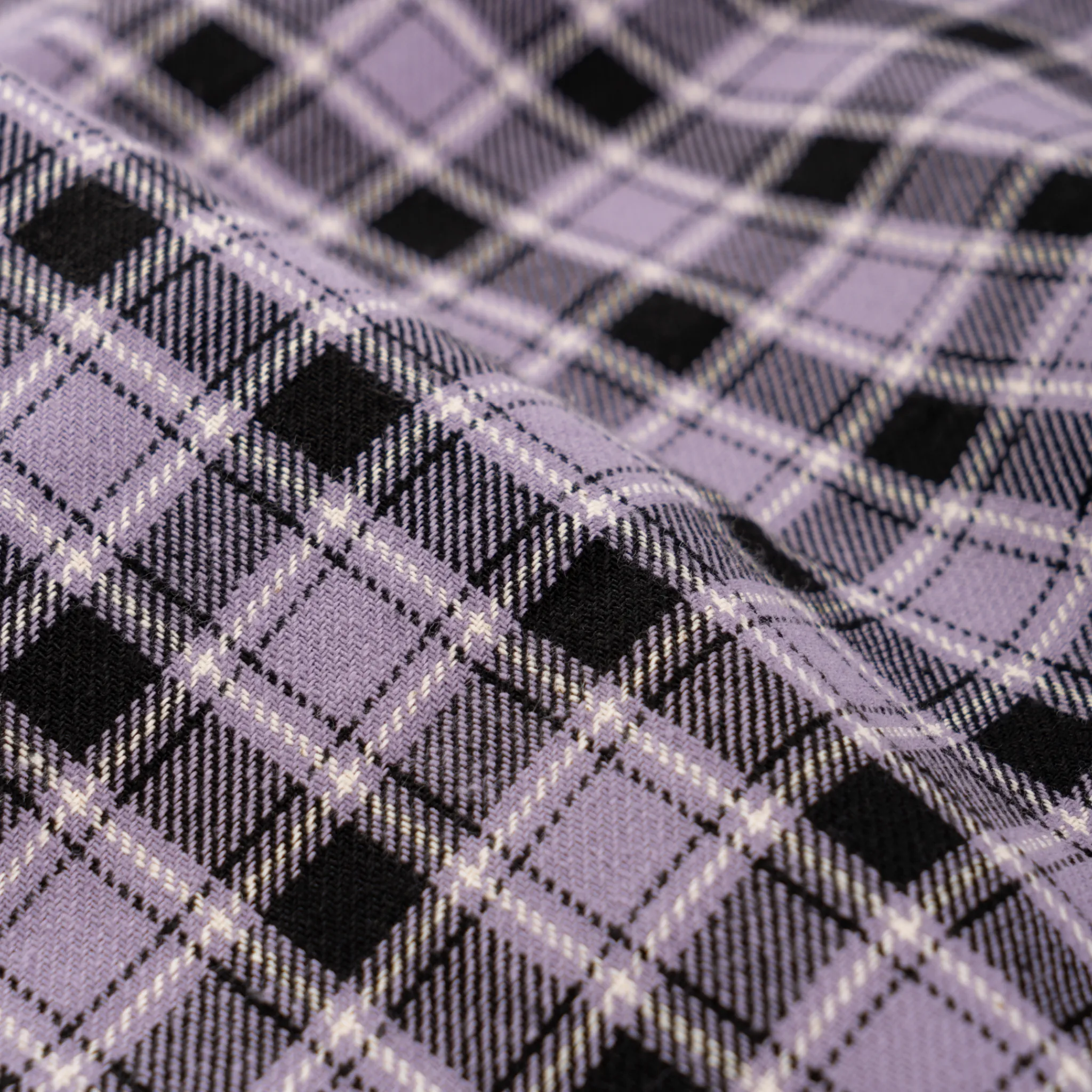 Cell Woven Plaid Zip Shirt - Lavender Grey