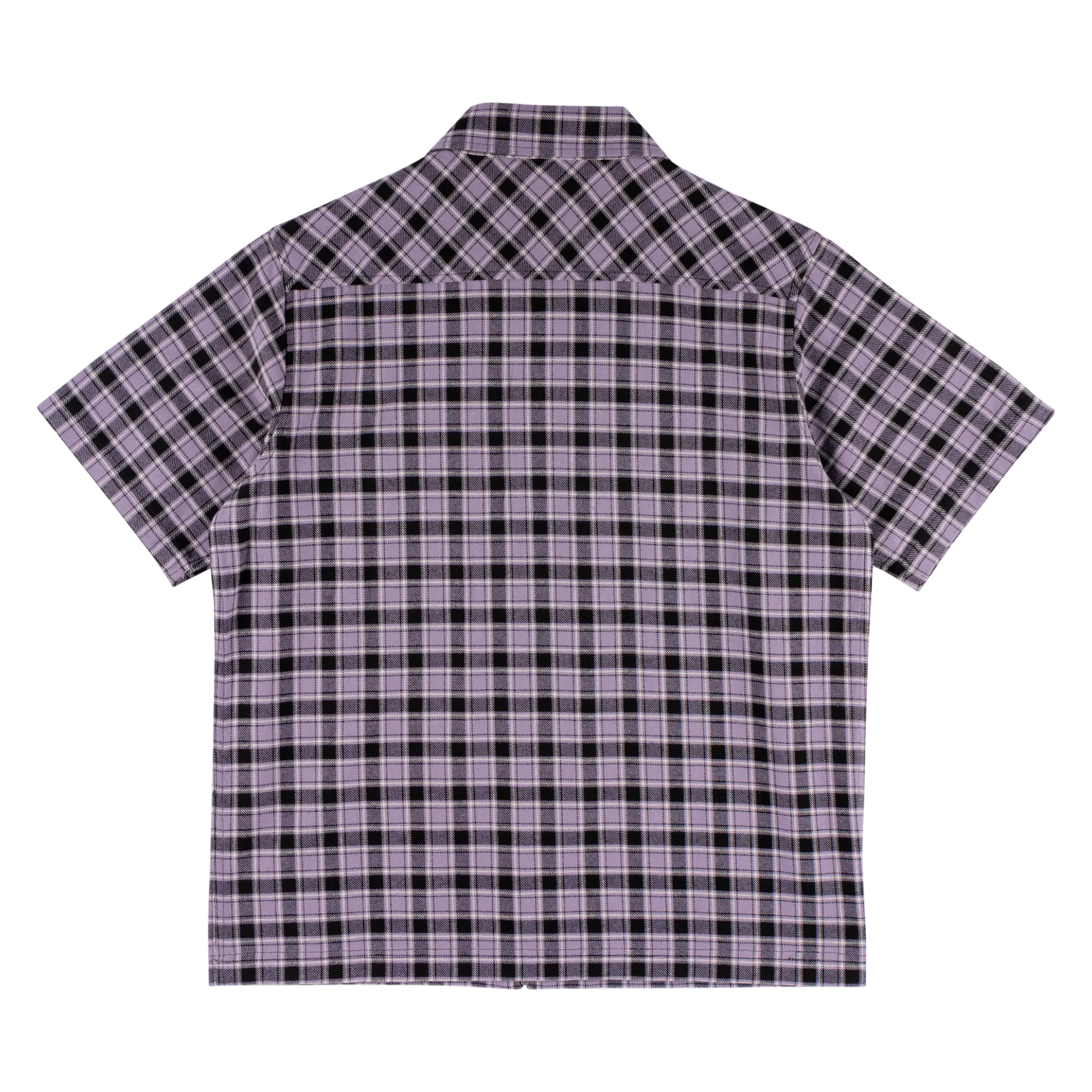Cell Woven Plaid Zip Shirt - Lavender Grey