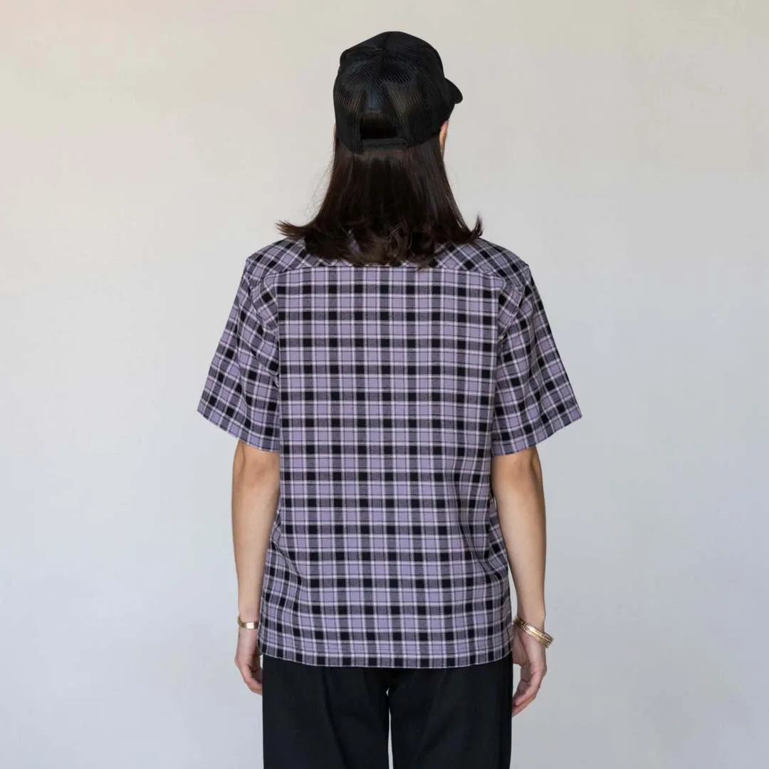 Cell Woven Plaid Zip Shirt - Lavender Grey