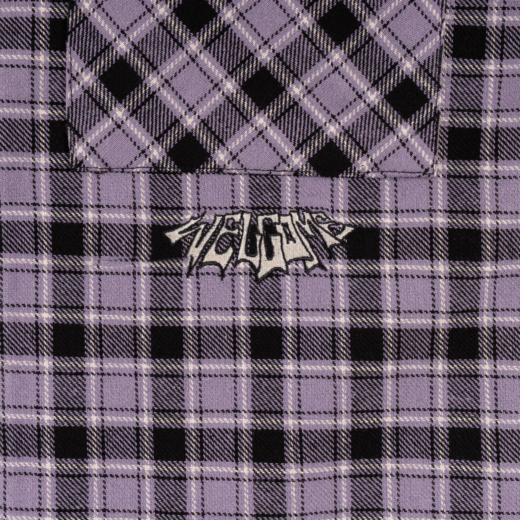 Cell Woven Plaid Zip Shirt - Lavender Grey