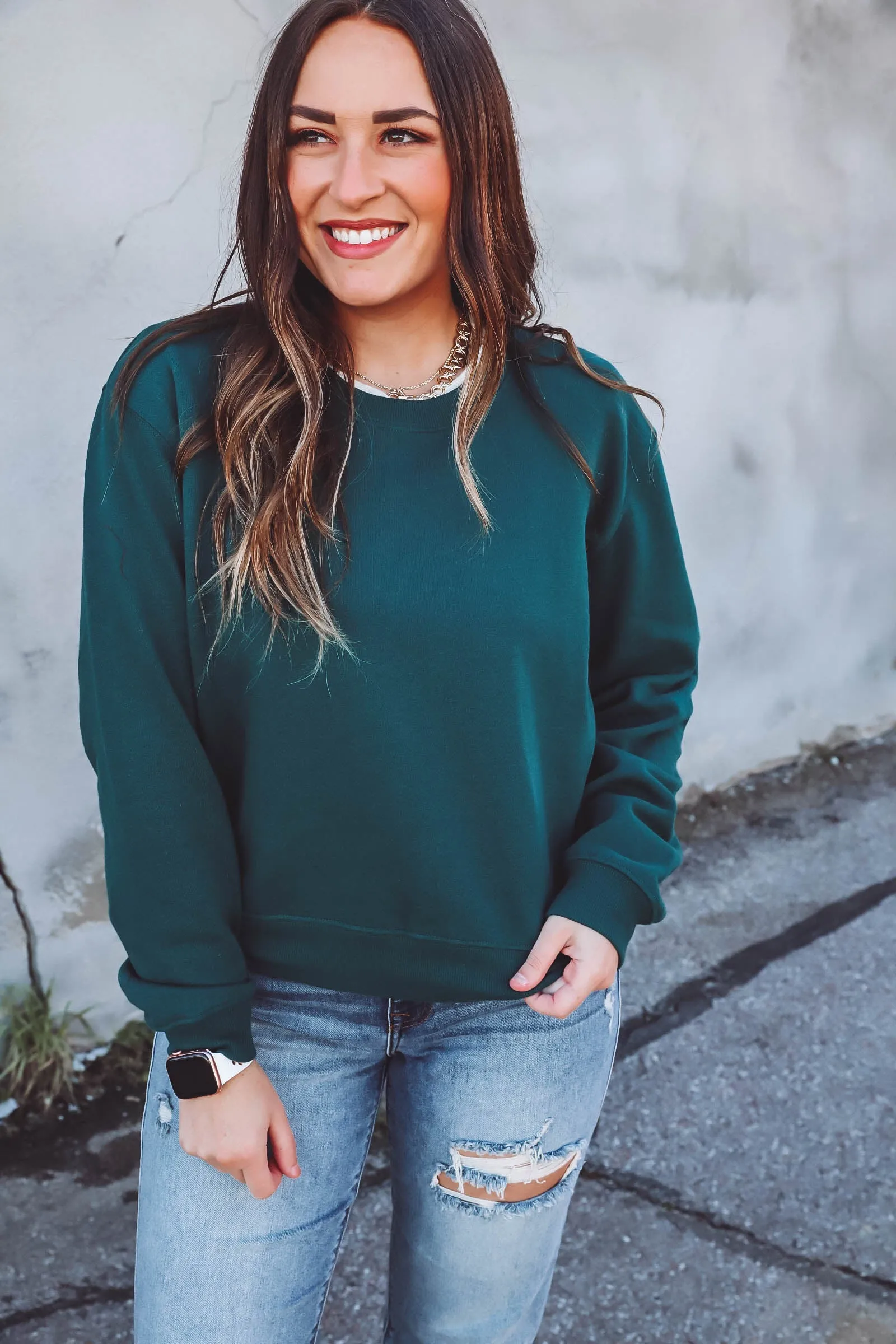 Classic Crew Fleece Sweatshirt-Green-Z Supply