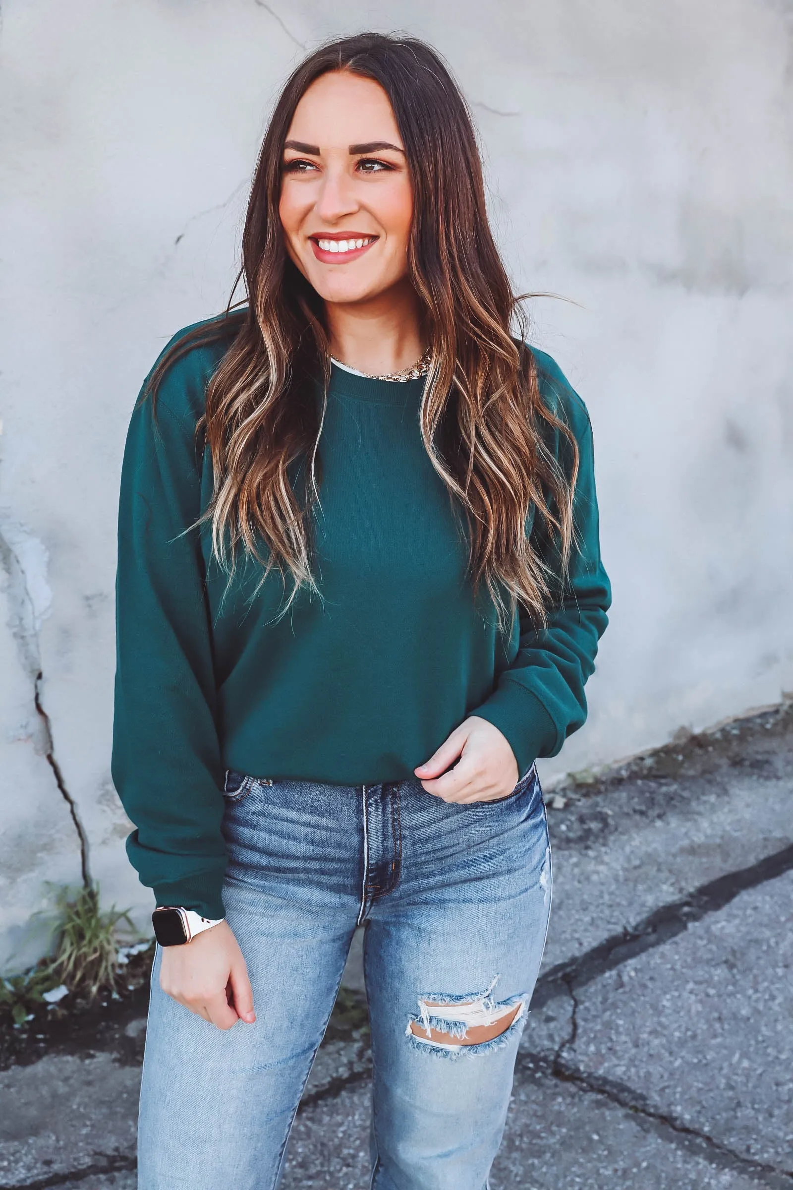 Classic Crew Fleece Sweatshirt-Green-Z Supply