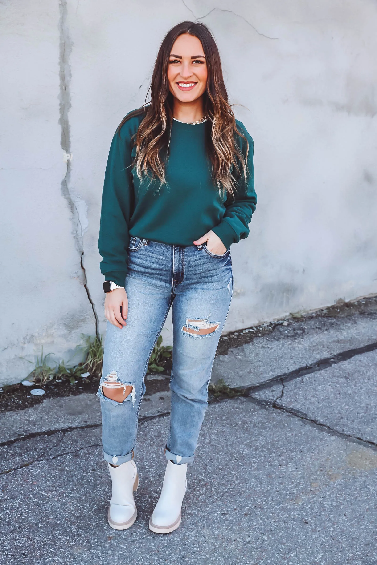 Classic Crew Fleece Sweatshirt-Green-Z Supply