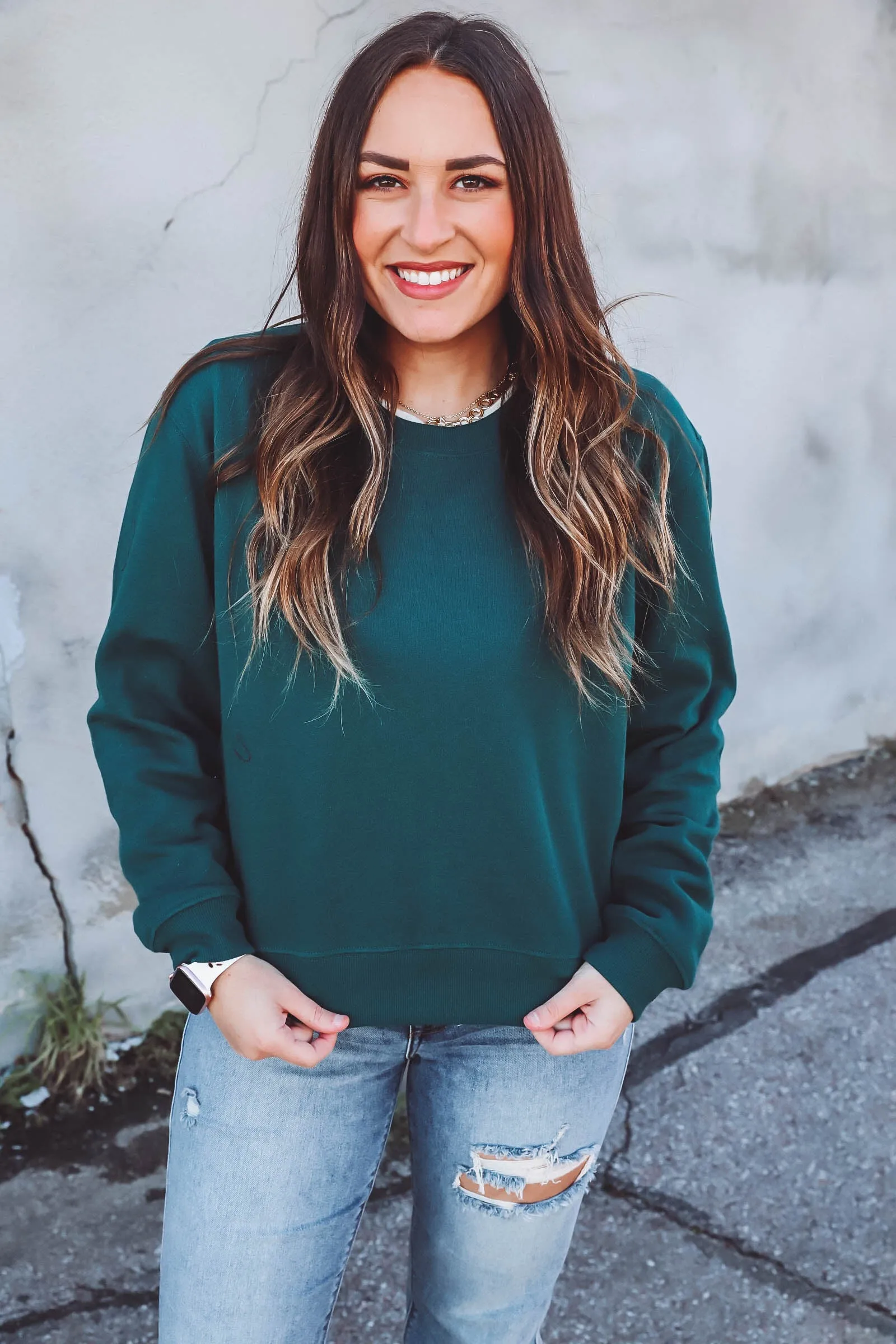 Classic Crew Fleece Sweatshirt-Green-Z Supply