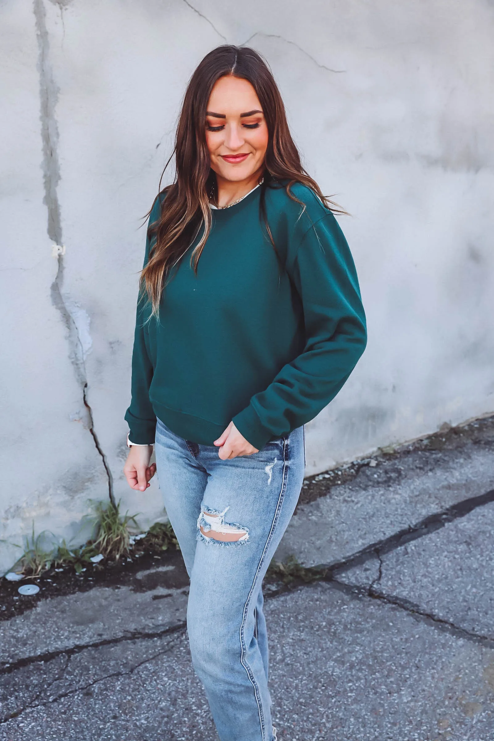 Classic Crew Fleece Sweatshirt-Green-Z Supply