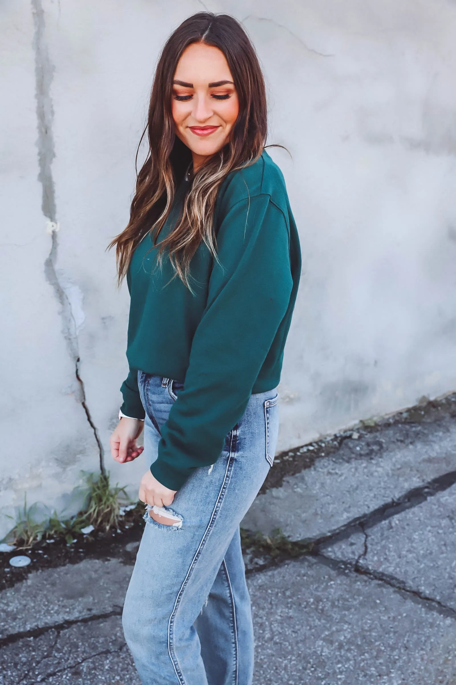 Classic Crew Fleece Sweatshirt-Green-Z Supply