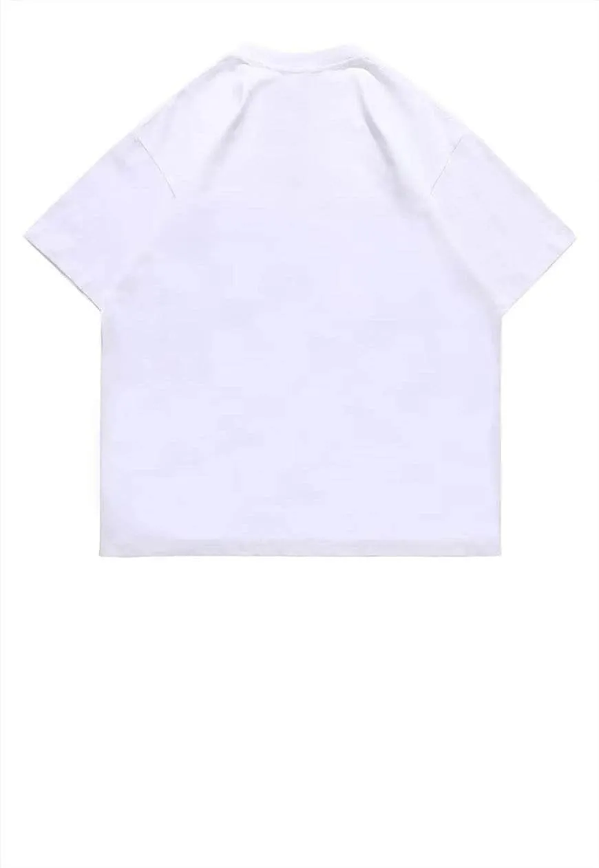 EMO print t-shirt Gothic tee retro slogan top in white
