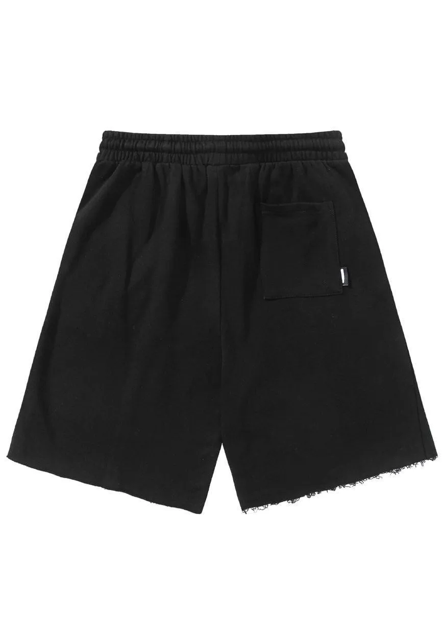 Gradient board shorts crop skater pants in tie-dye black