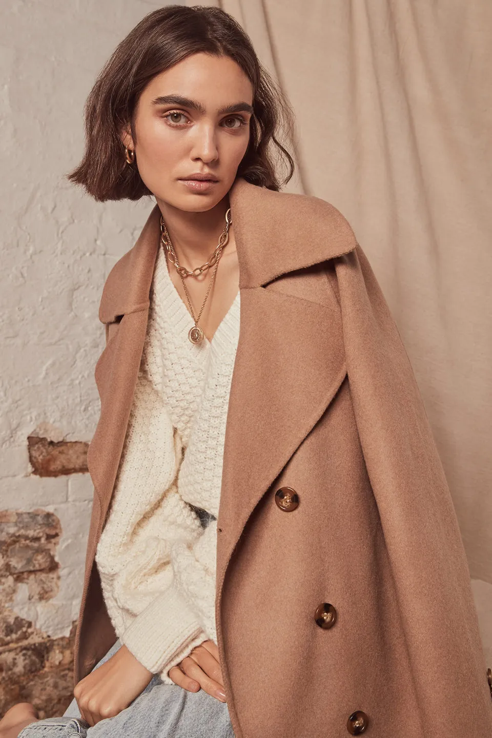 Ironic Camel Wool Blend Coat