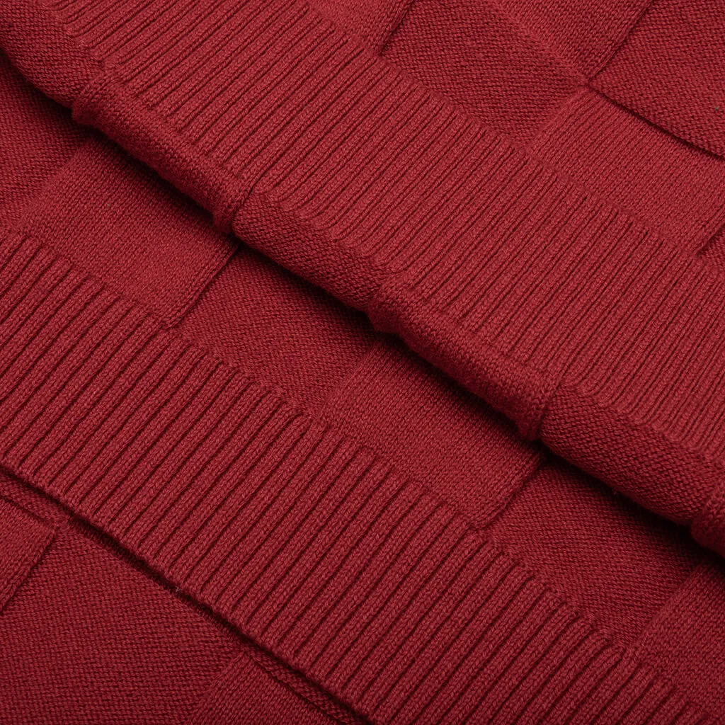 Palmer Checked L/S Sweater Polo - Sunday Red