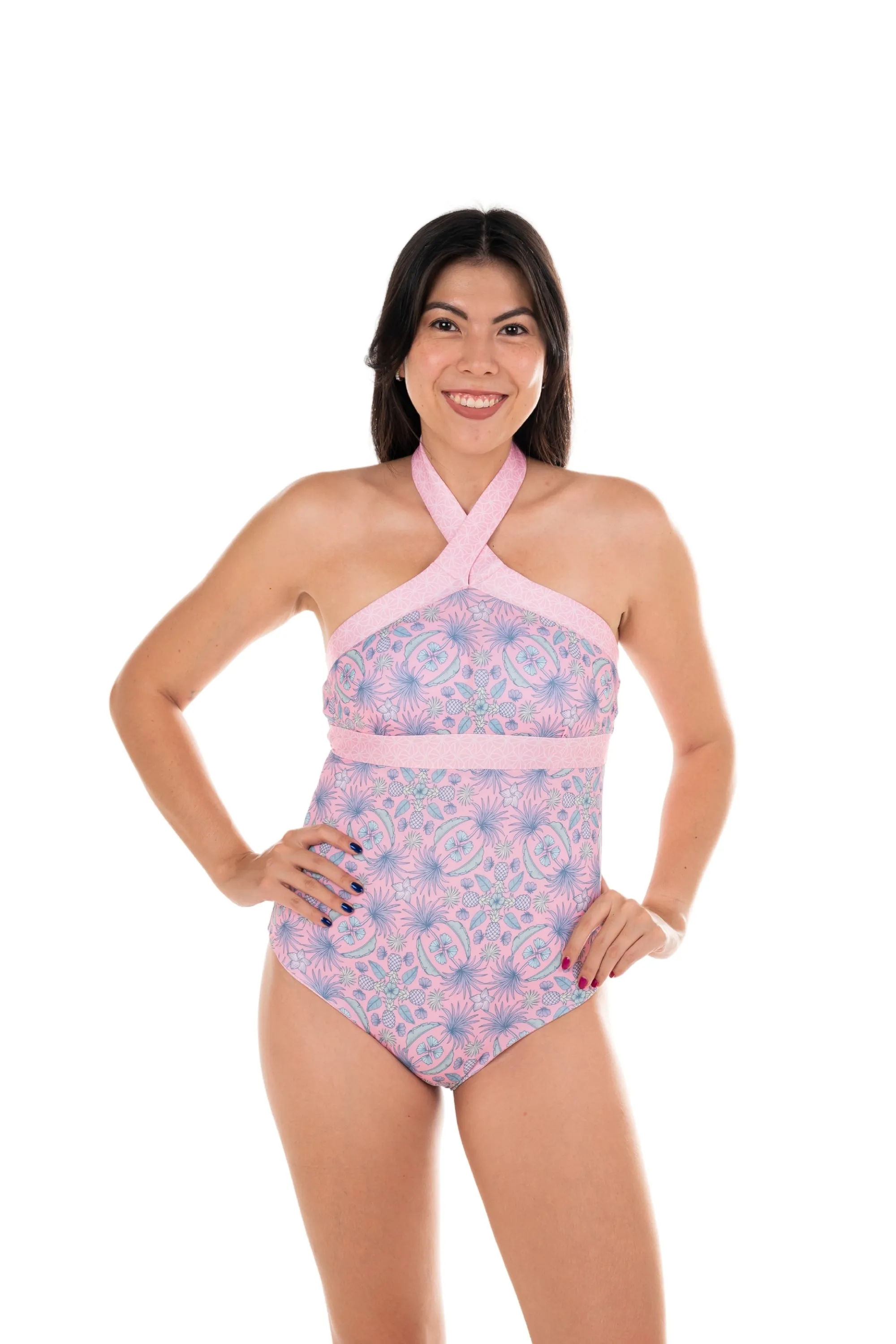 Tenerife High Neck Halter One Piece Swimsuit - Reversible